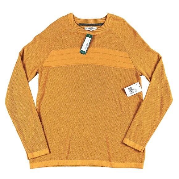 NWT Hawker Rye Mens Cotton Cashmere Textured Honey Gold Sweater Sz Medium - Picture 1 of 6